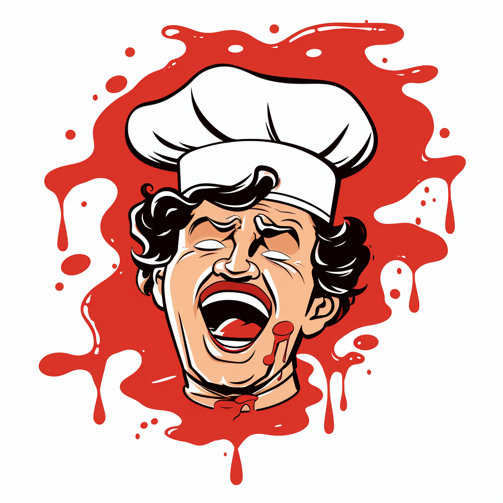 Italian Chef with Pizza Face Cartoon