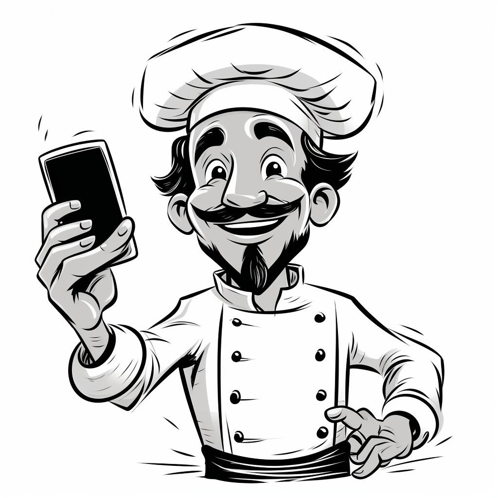 Italian chef with pizza taking selfie