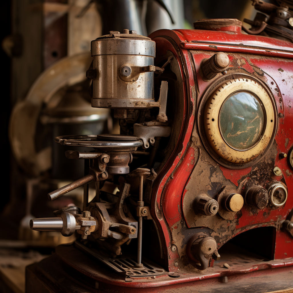 Old Italian coffee machine on display