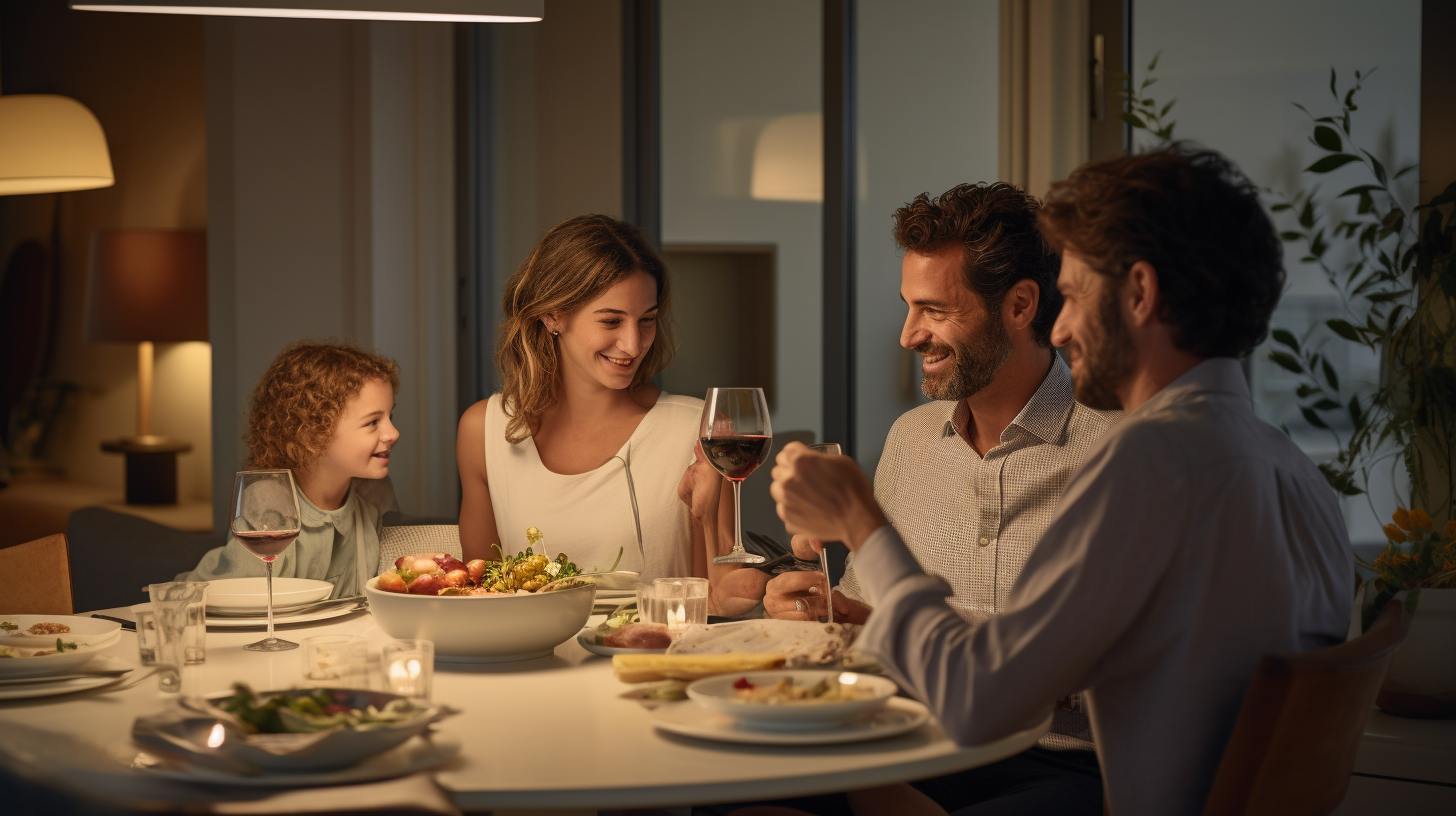 Real Italian Family Having Dinner