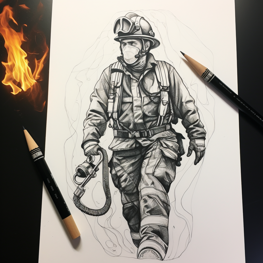 Italian Fireman Tattoo Outline on Paper