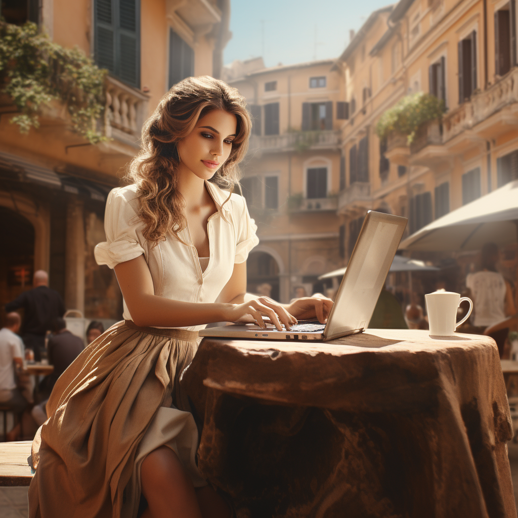 Italian girl enjoying aromatic coffee