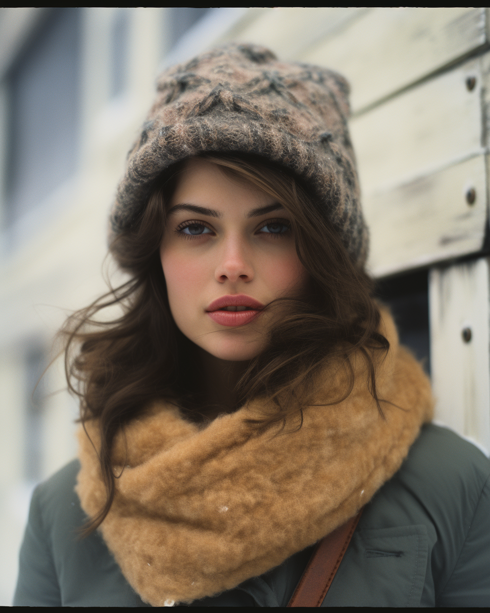 Beautiful Winter Close-Up of Italian Model