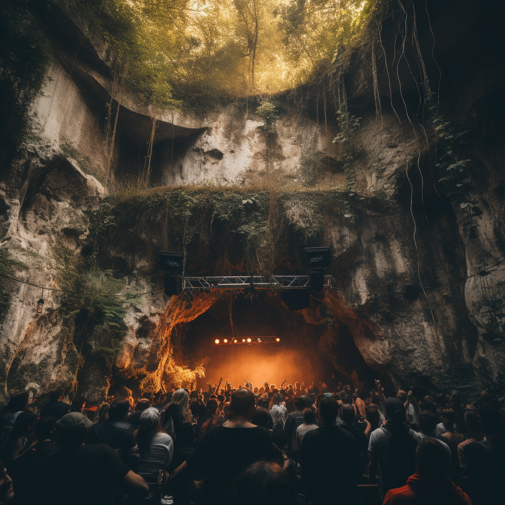 People dancing at an Italian nature techno rave