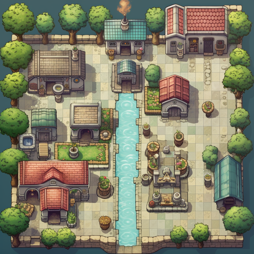 Beautiful Tileset with Italian RPG Pokémon Village Elements