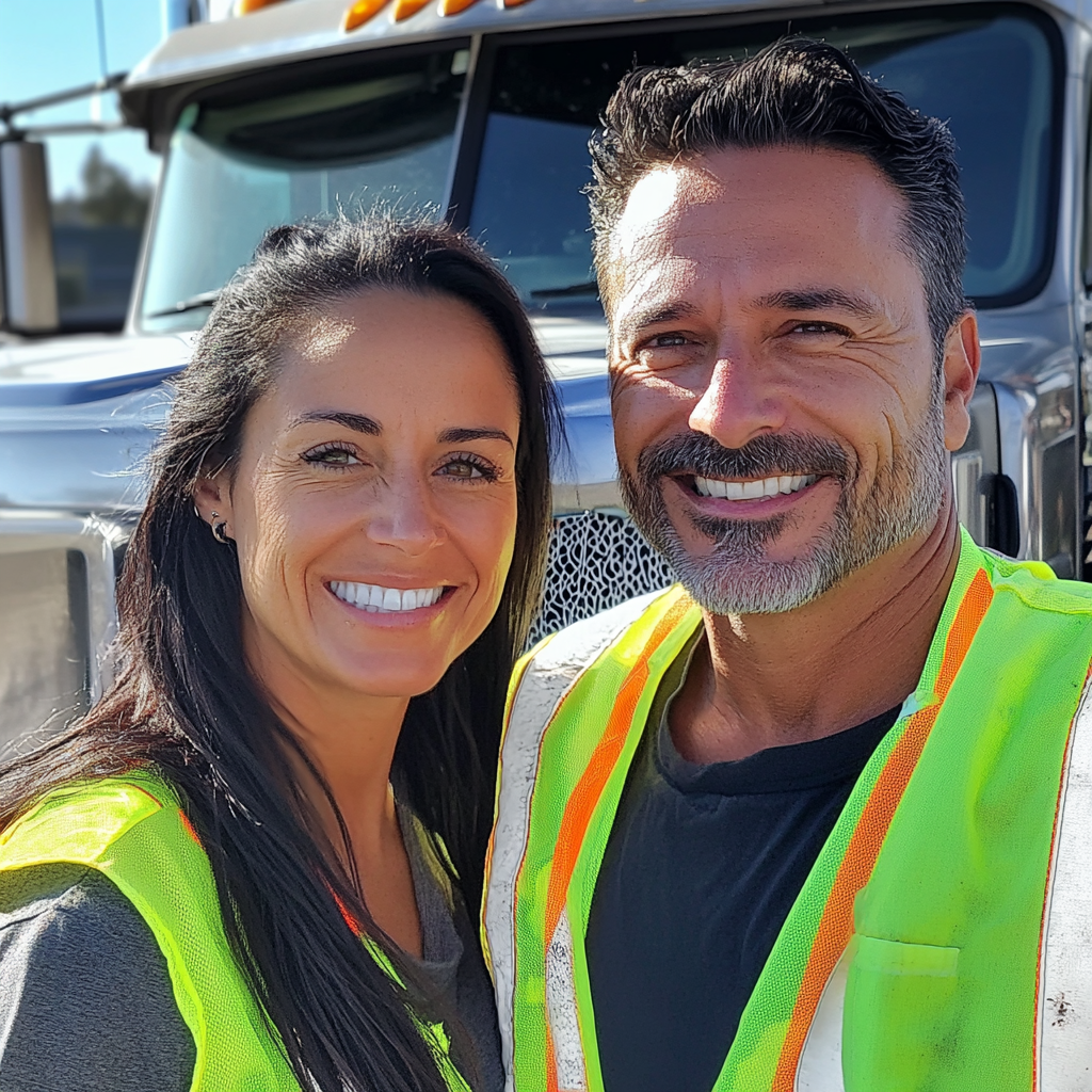 Italian Semi-Truck Driver Team Celebrating Labor Day