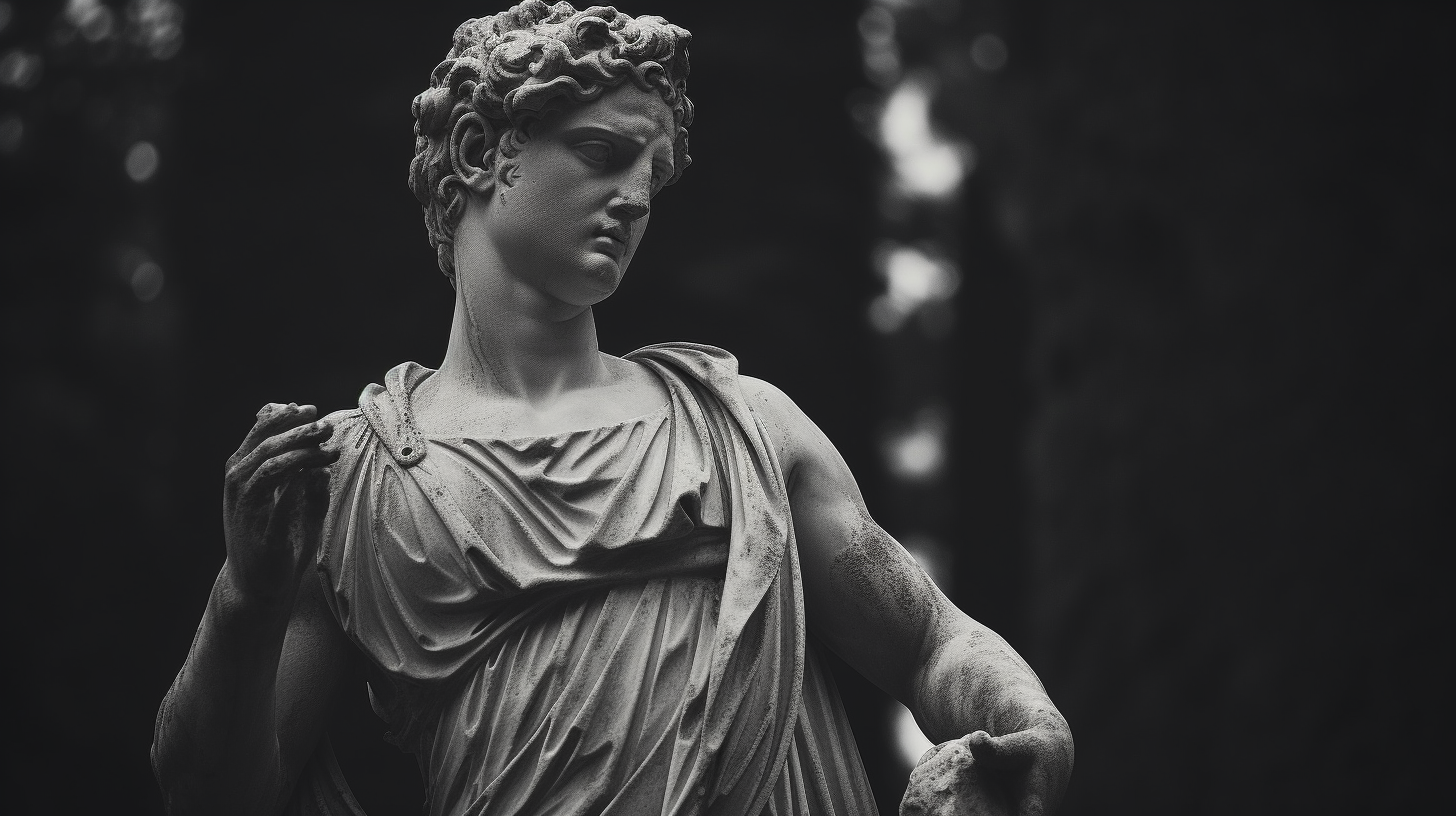 Realistic Italian Statue Photo in Greyscale