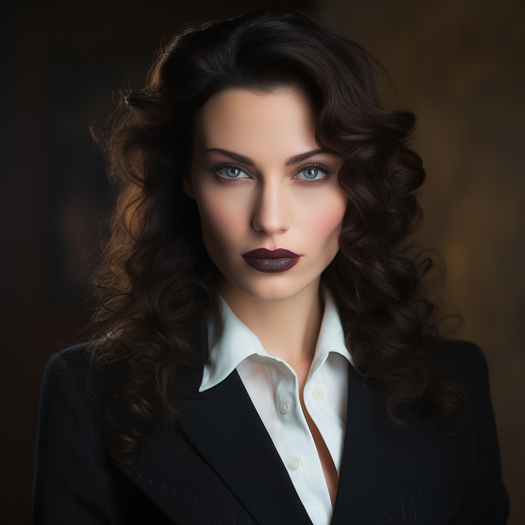 Italian woman with blue eyes in business suit