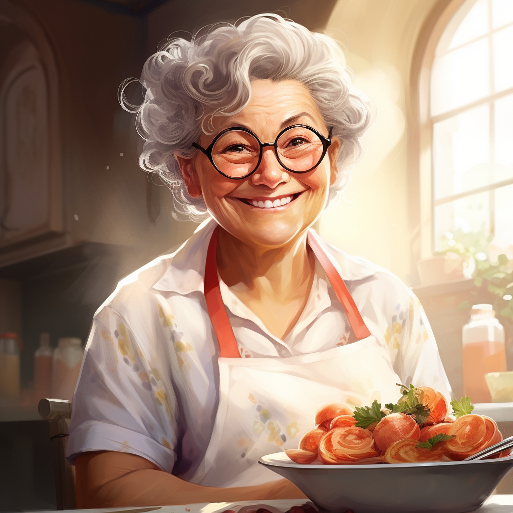 Italian grandma cook in apron