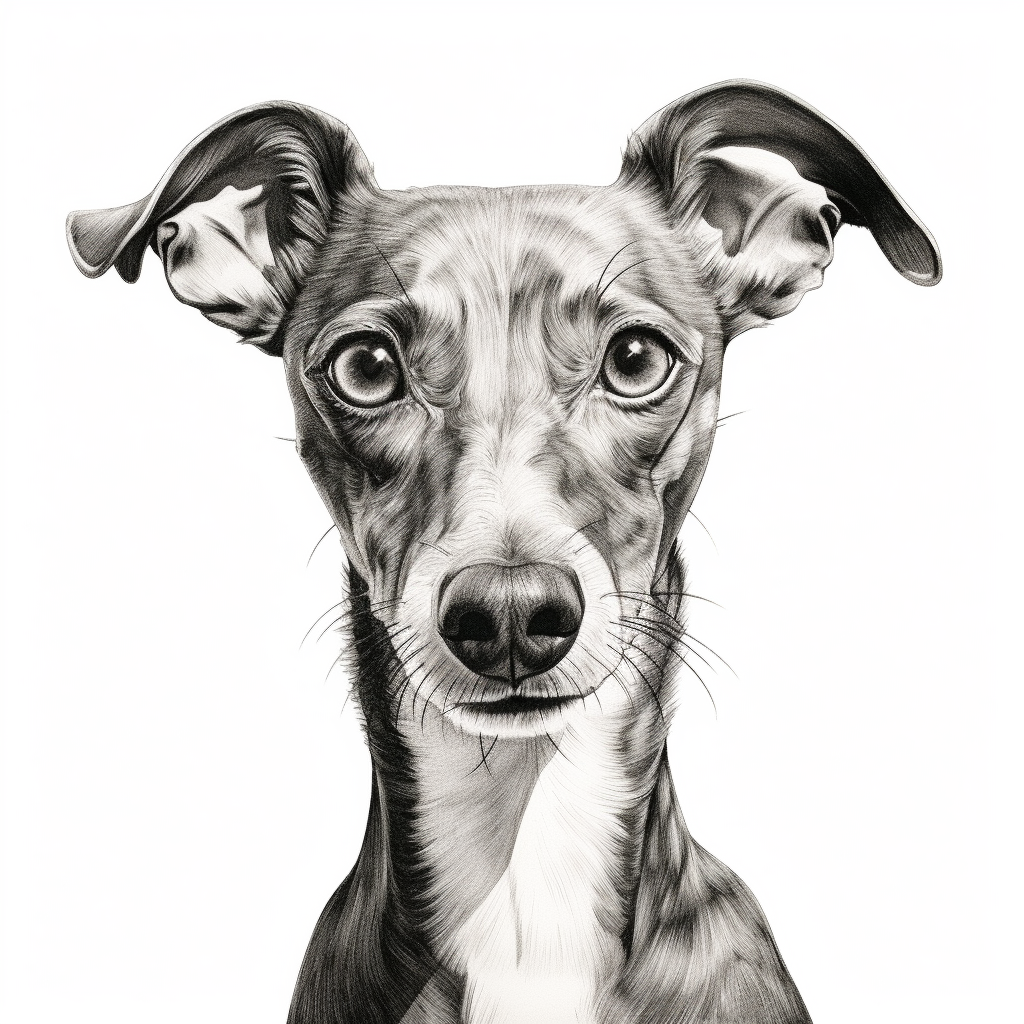 Ink drawing of Italian greyhound