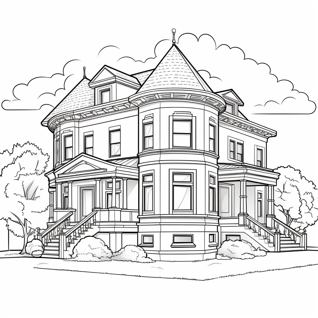 Doodle Drawing of Italianate Style Home