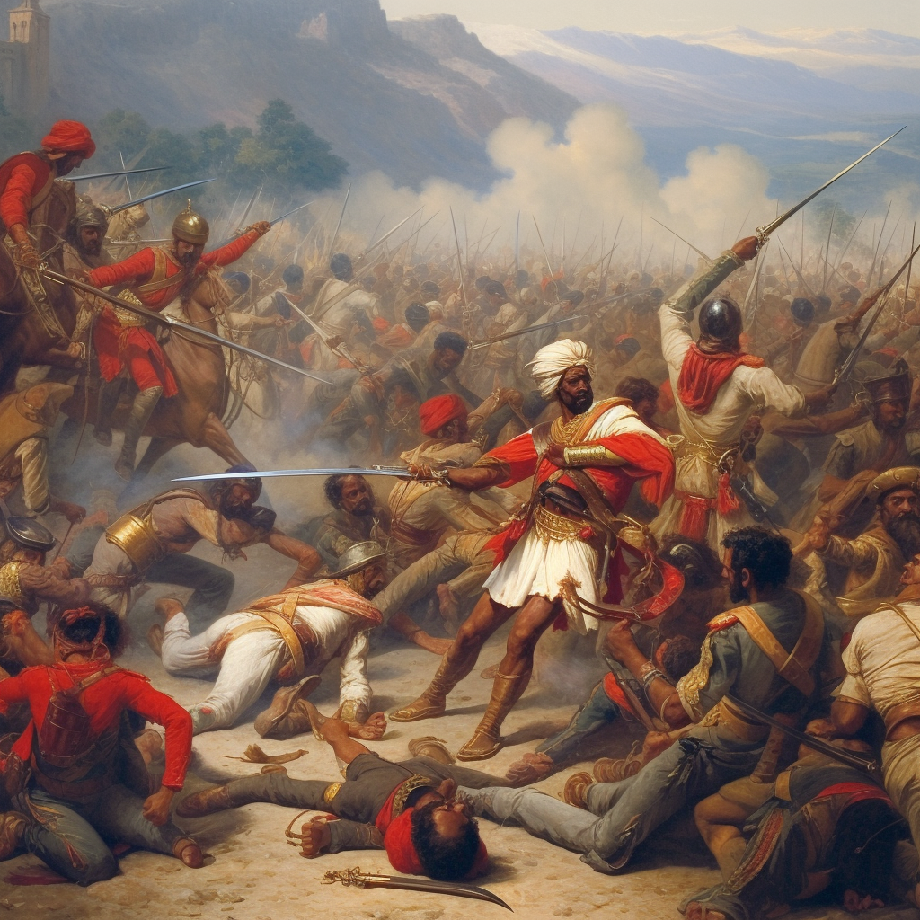 Italian and Ethiopian soldiers clashing in Battle of Adwa