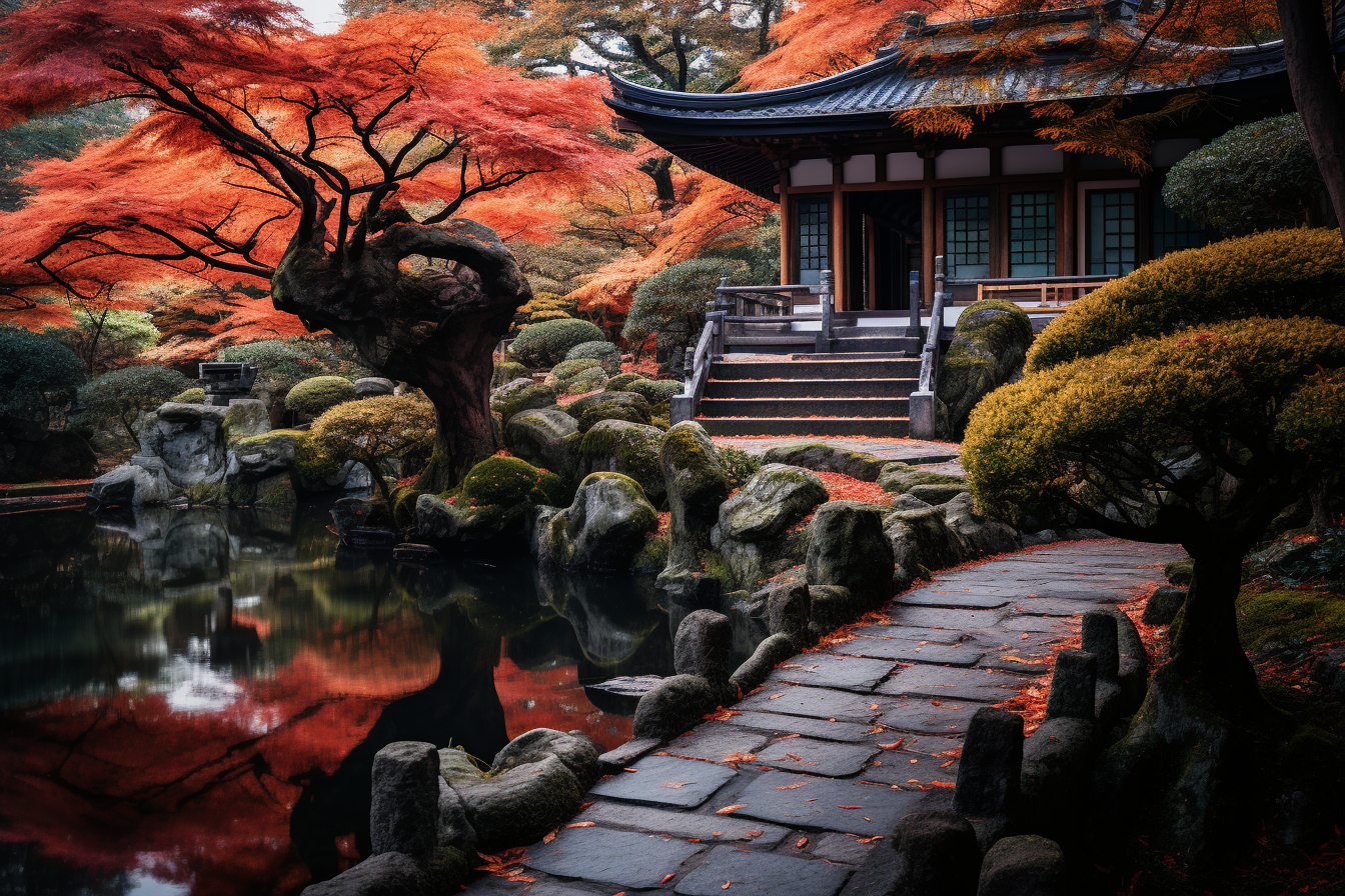 Beautiful Japanese garden scenery