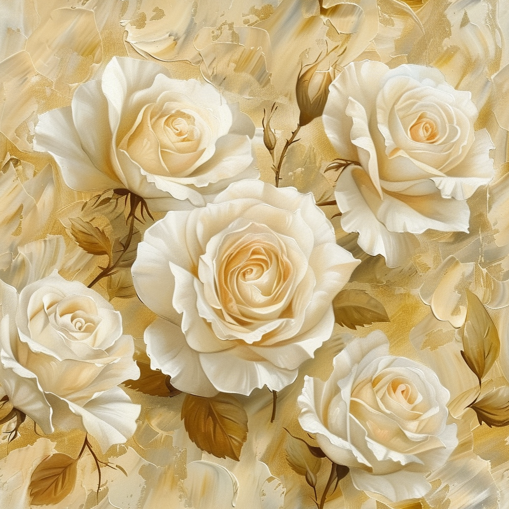 Soft ivory roses on gold background