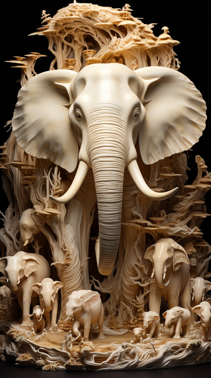 Hyper realistic ivory sculpture in cave