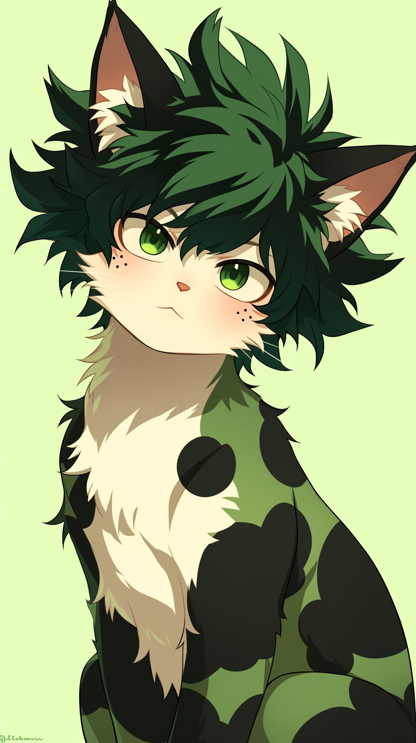 Izuku Midoriya Cat Green Spots