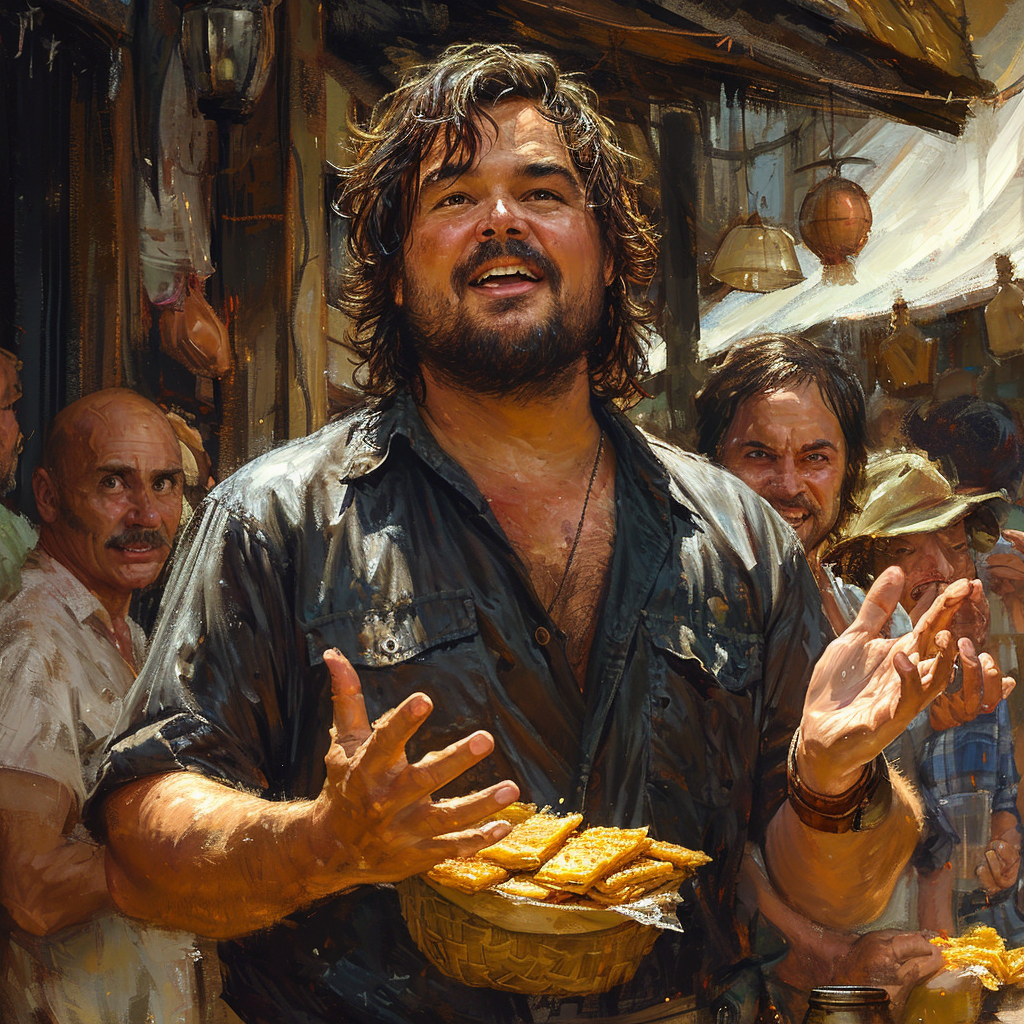 Jack Black Holding Stack Flap Jacks Sack Shack People Clap