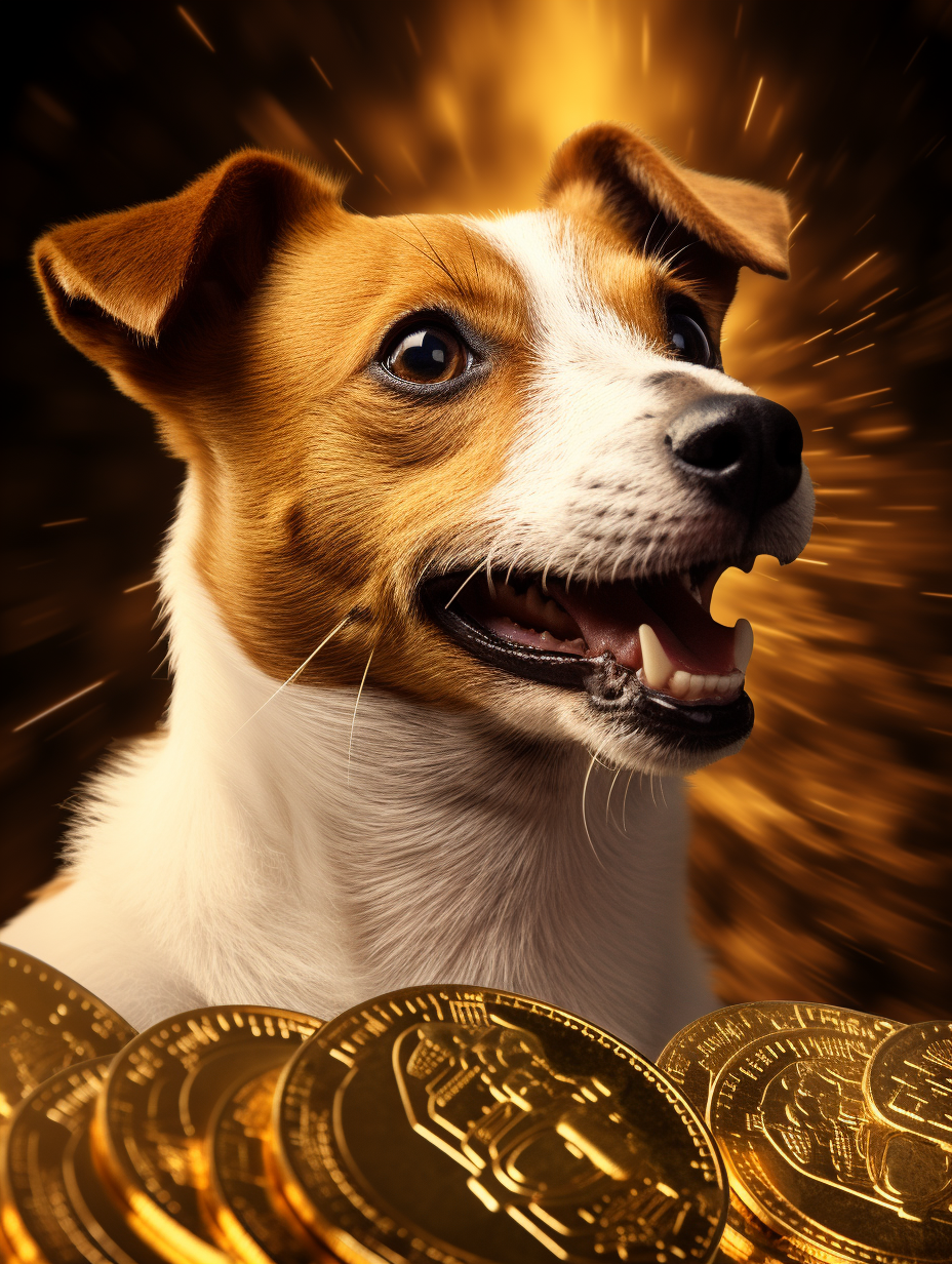 Colorful Jack Russell Terrier with Bitcoin