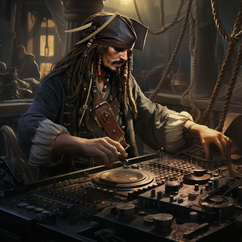 Jack Sparrow DJing on the Black Pearl