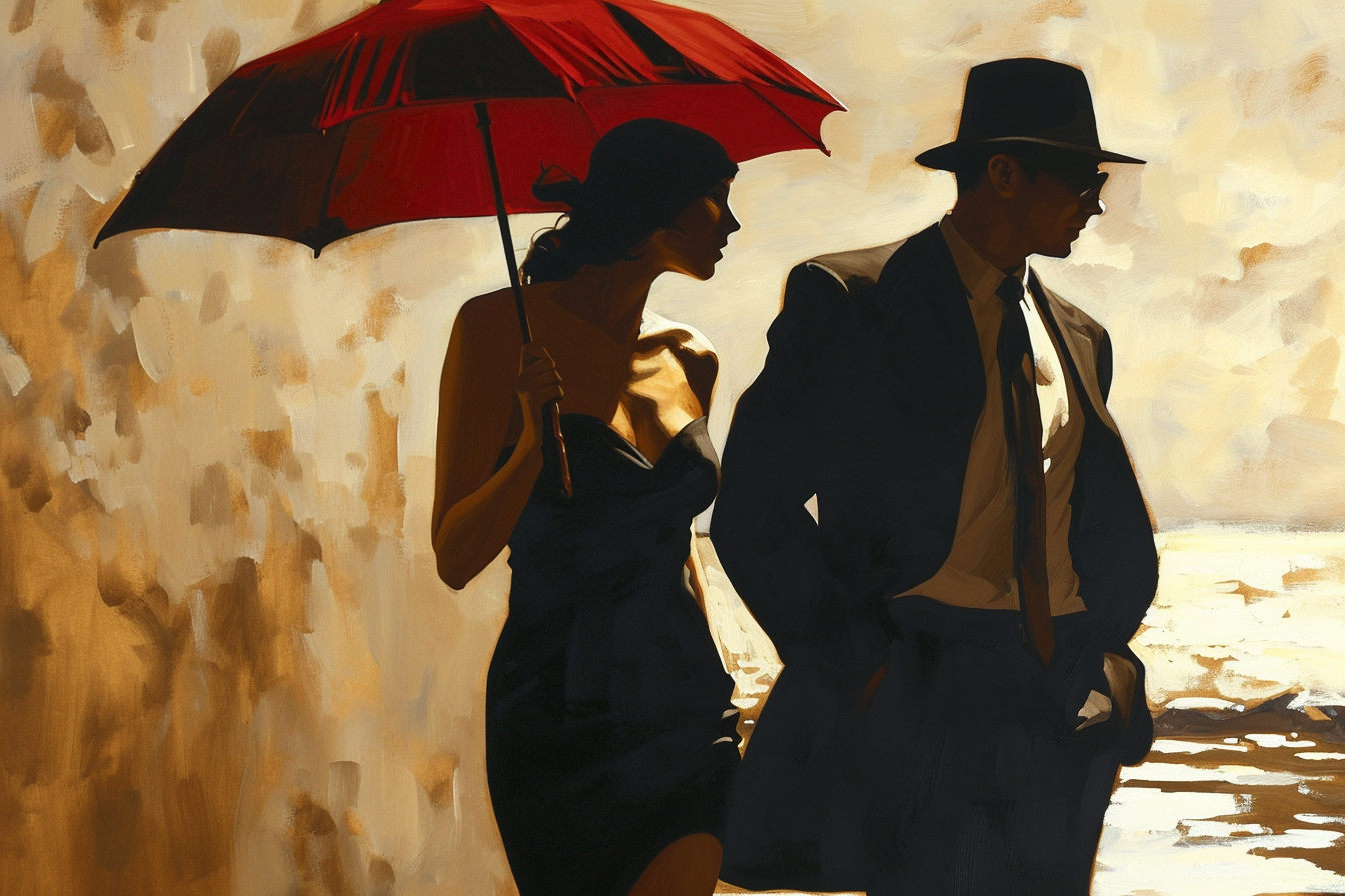 Passionate couple in Jack Vettriano style