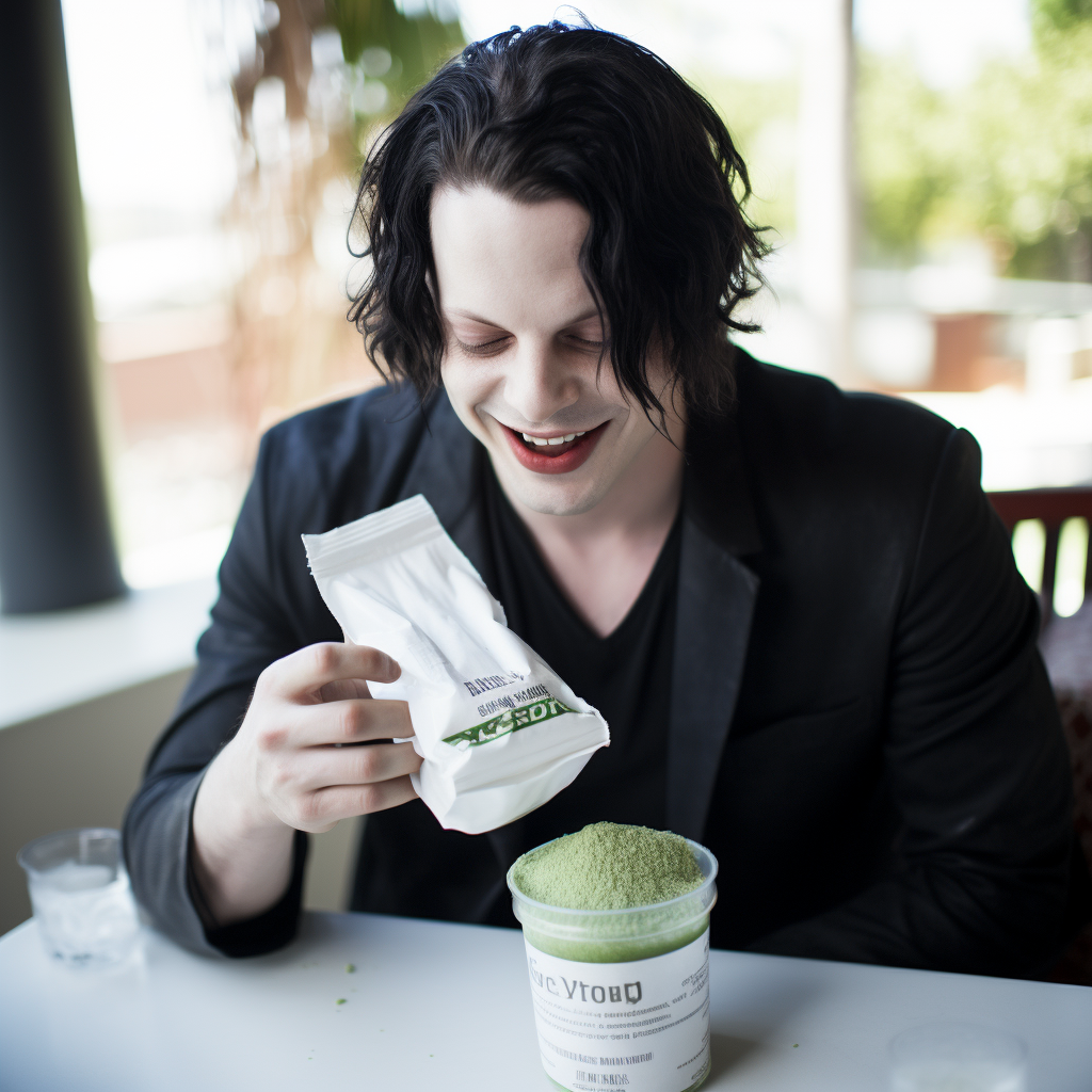 Jack White enjoying kratom powder with a smile