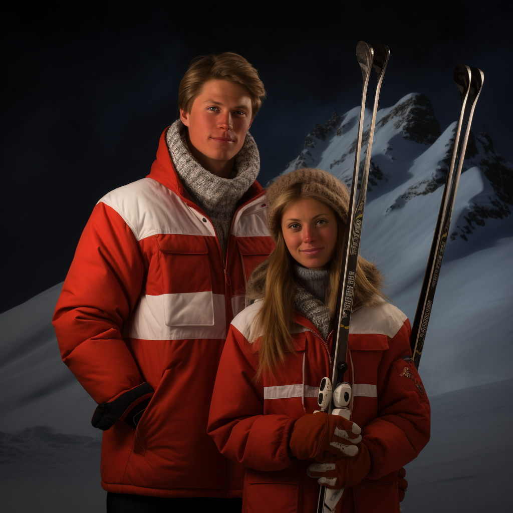 Young couple enjoying skiing at Jackson Hole Mountain Resort