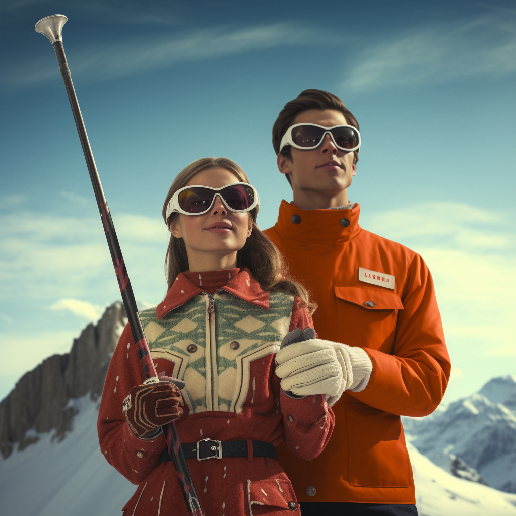 Young couple holding skiis at Jackson Hole Mountain Resort