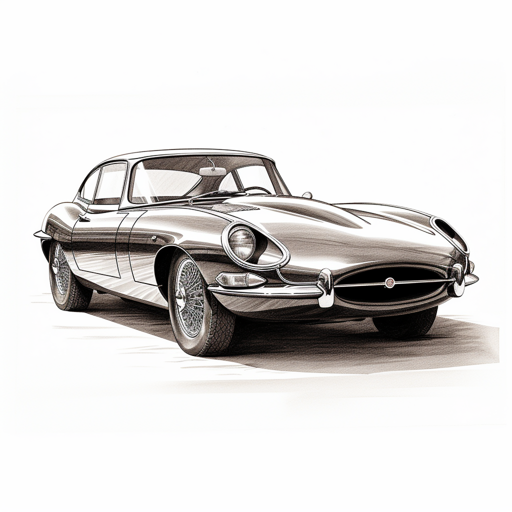 Classic Jaguar E-Type Pen Drawing