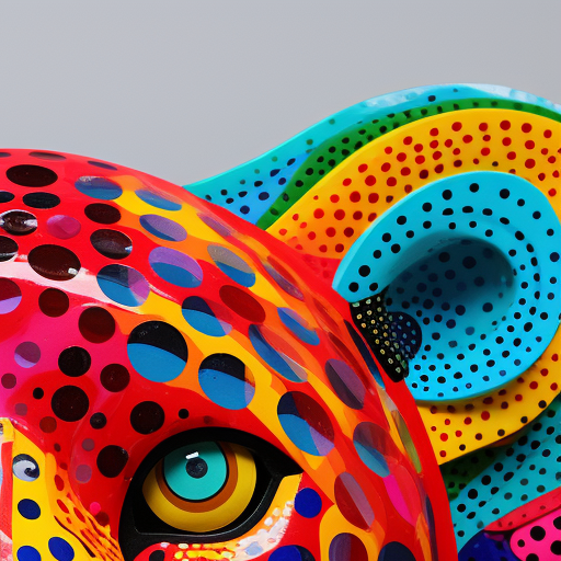 Embroidered face of a jaguar in vivid colors