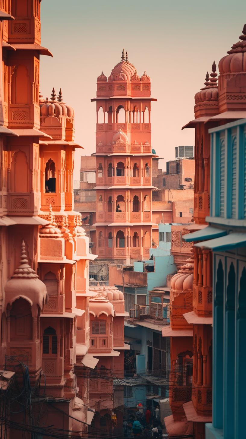 Jaipur cityscape in raw style