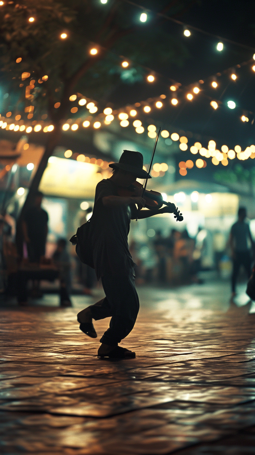 Street performer in vibrant Jakarta