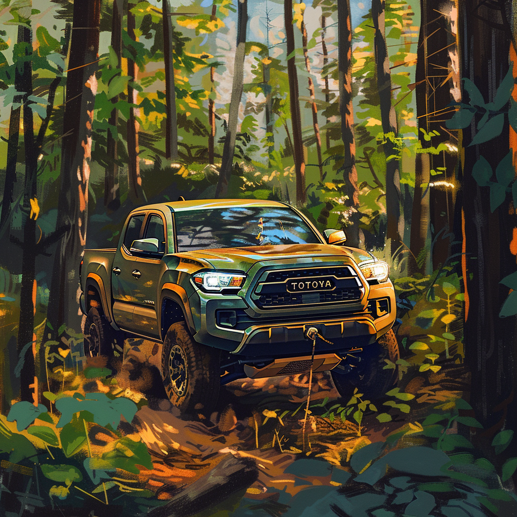 Toyota Tacoma in artistic woods scene