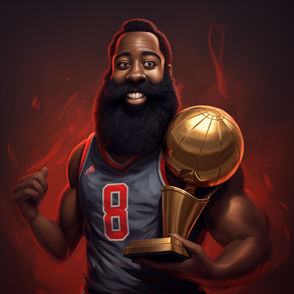 James Harden holding Larry O'Brien Trophy