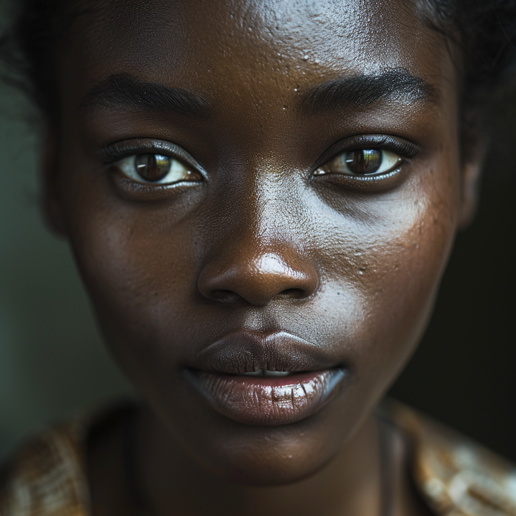 Japanese African model with focus on face