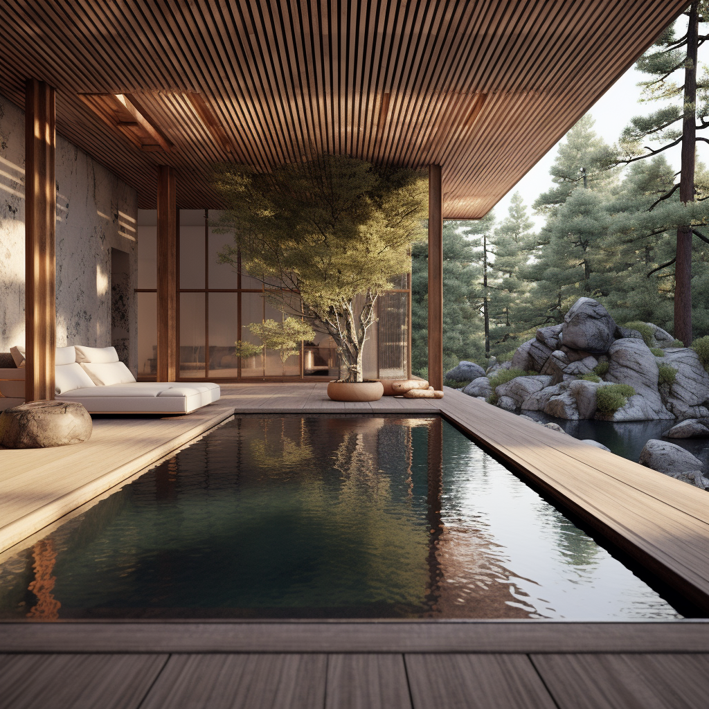 Minimalistic Japandi Style Swimming Pool