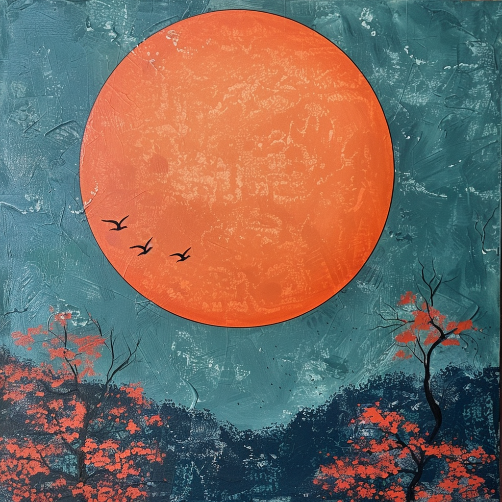 Japandi style summer solstice painting