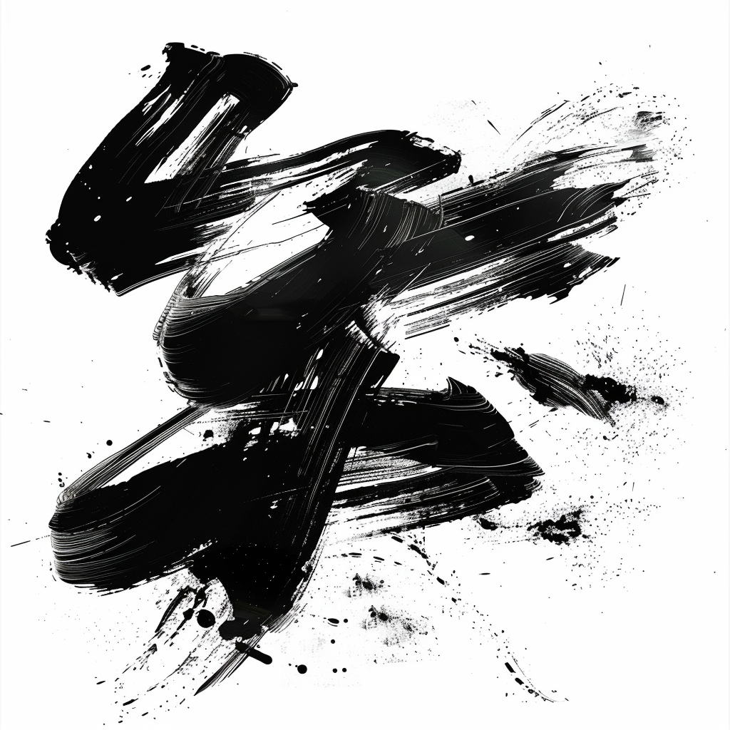 abstract Japanese calligraphic brush strokes