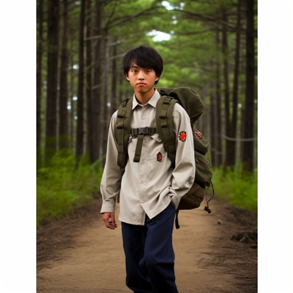 Teen boy in military uniform