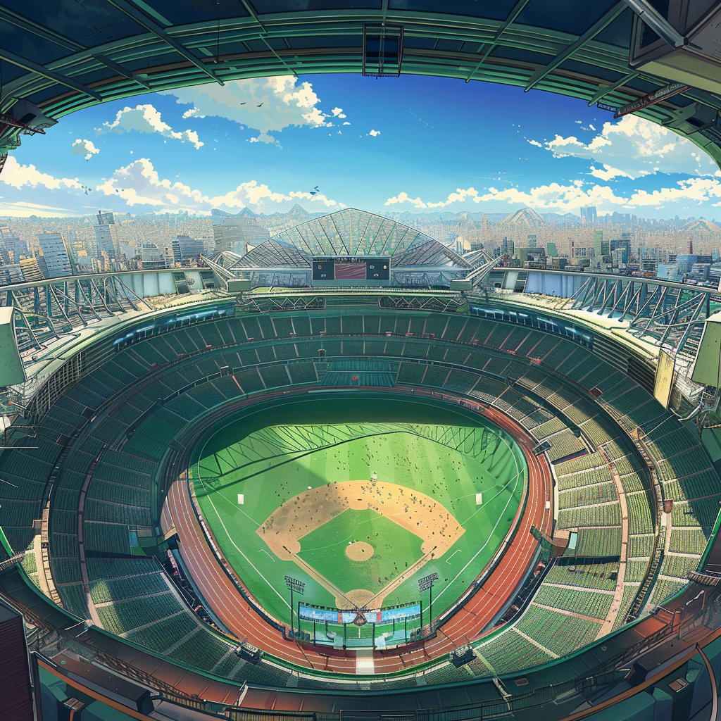 Japanese anime stadium top view