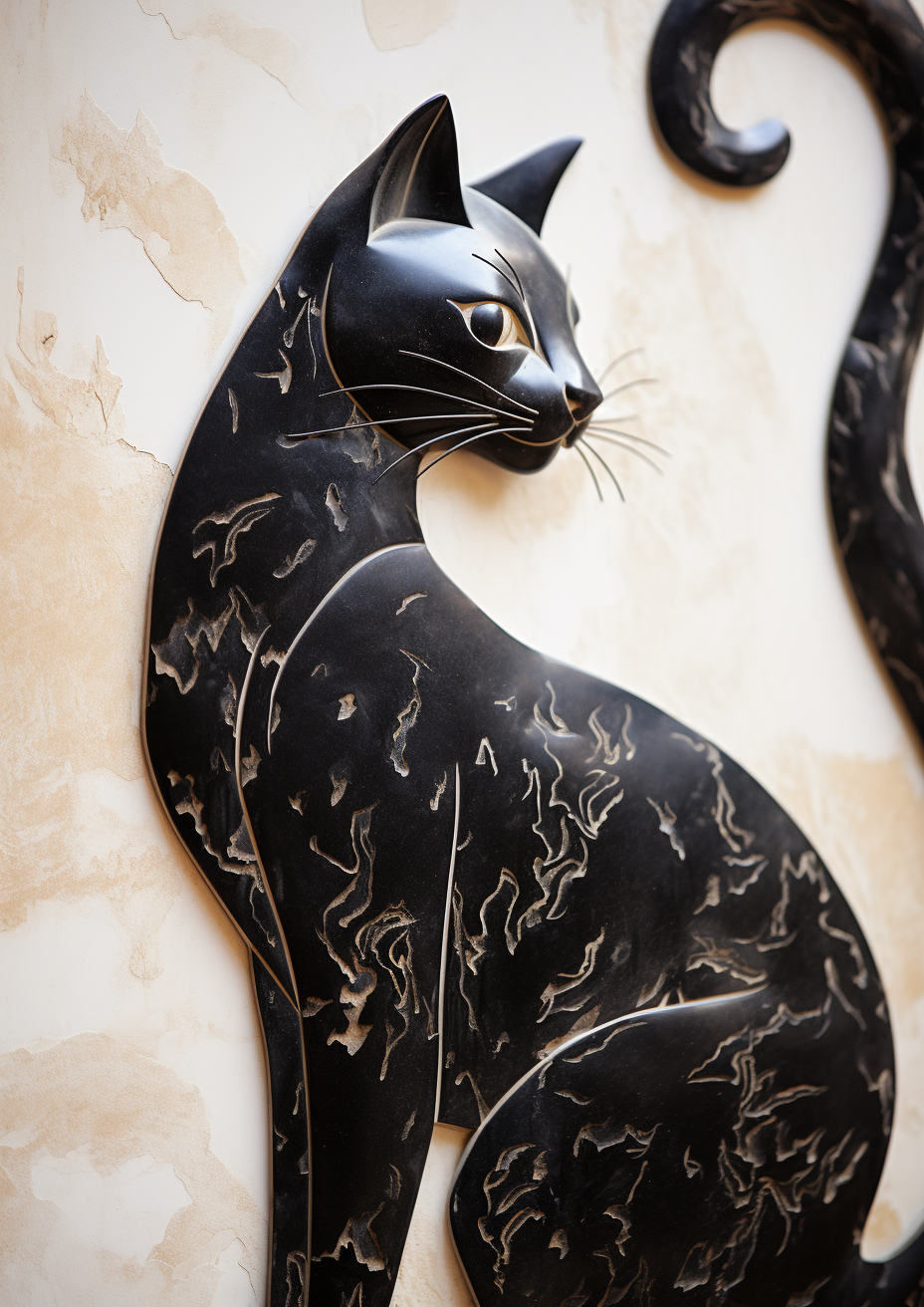 Black cat silhouette sculpture artwork