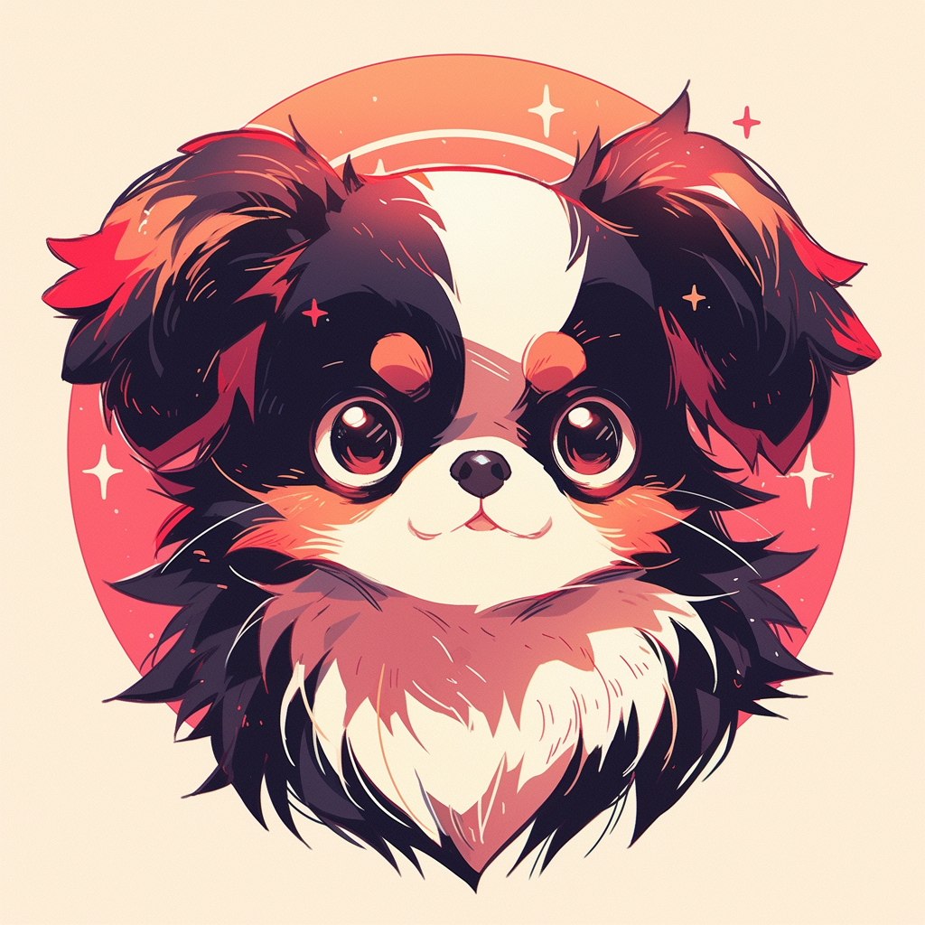 Adorable Japanese Chin Cartoon Head