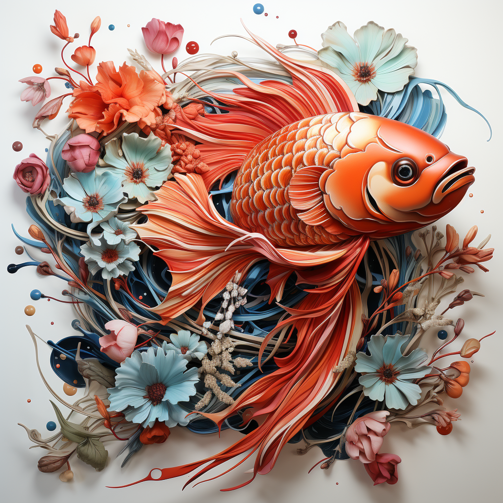 Beautiful Japanese Color Fish Drawing