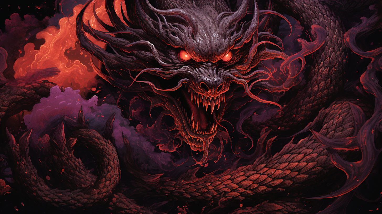 Japanese death metal art with Yokai Dragon