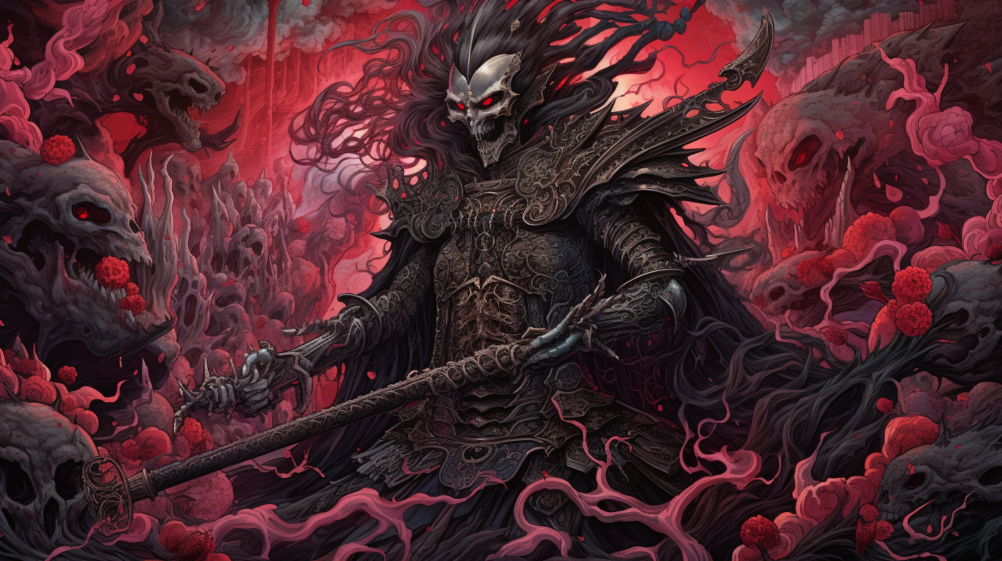 Vibrant Japanese Death Metal Fusion Artwork