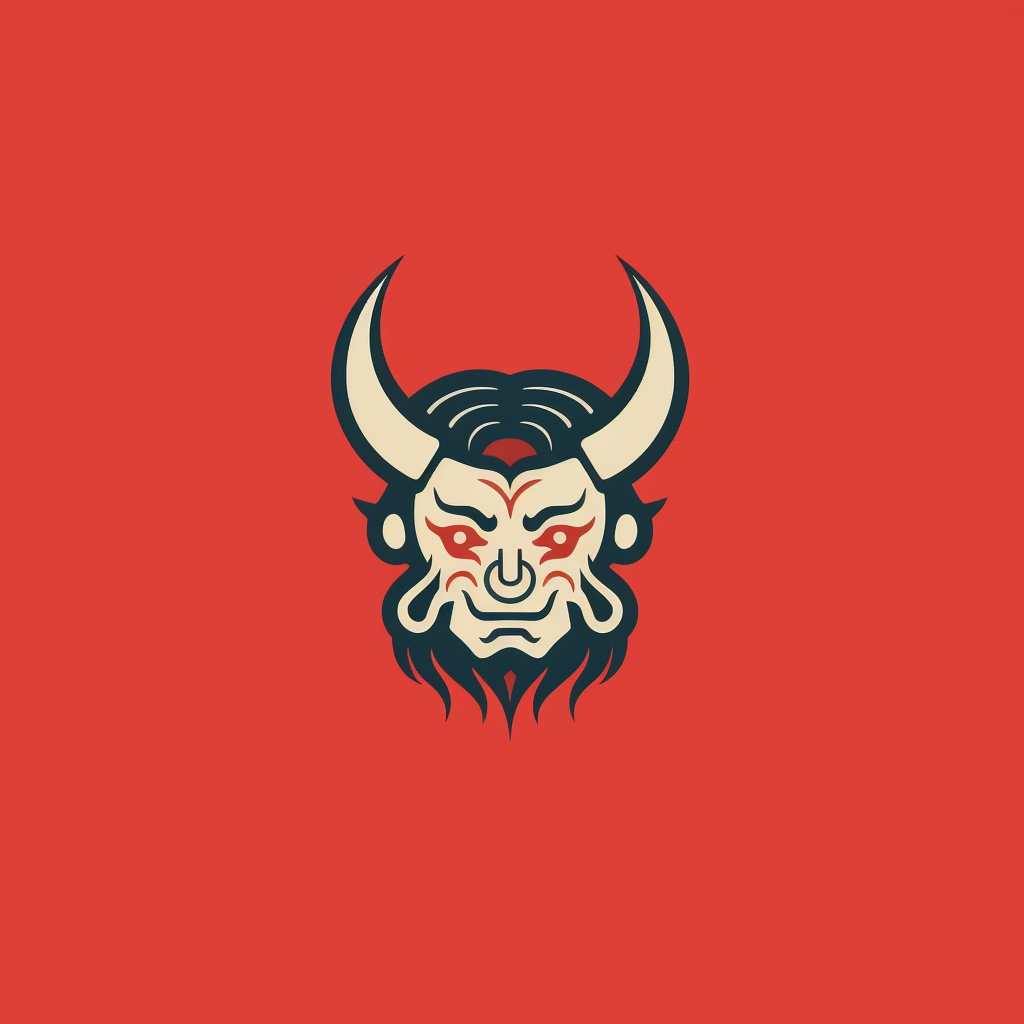 Minimal Japanese Demon Script Persian Miniature Logo Graphic