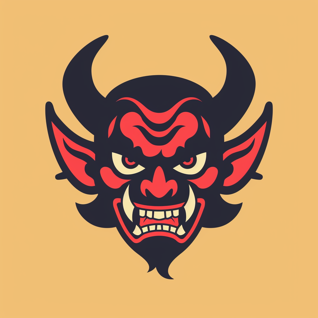 Minimalist Japanese demon vector logo