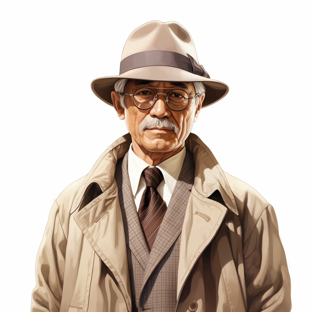 Illustration of Middle-aged Japanese Detective