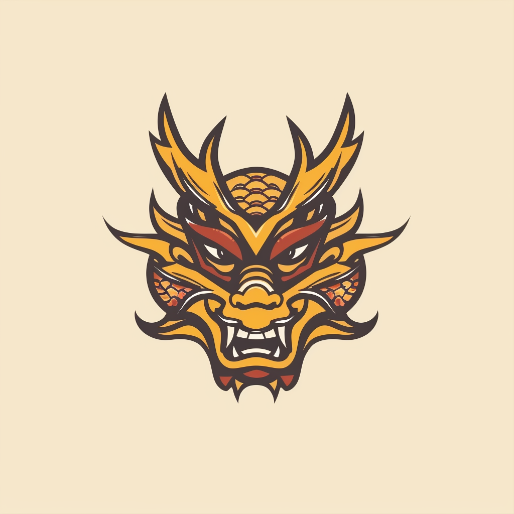 Minimal Japanese Dragon Mask Logo