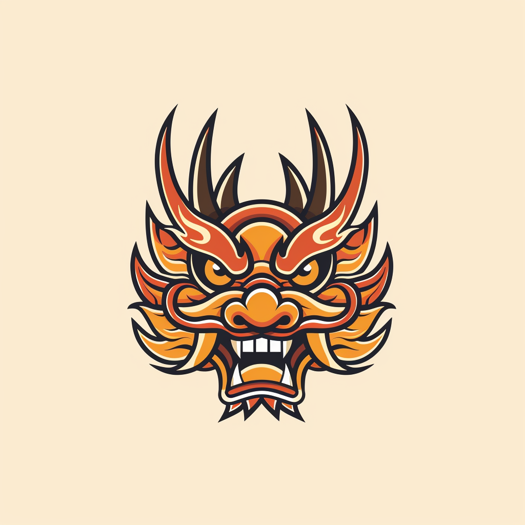 Minimal Japanese Dragon Mask Logo