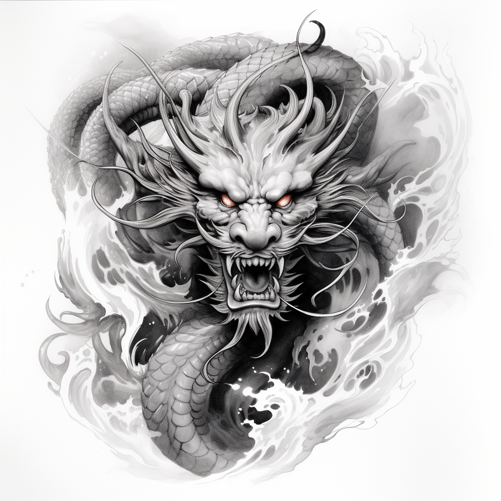 Traditional Japanese dragon tattoo design